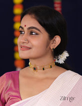 KO101647 - Gold Plated Nagapadam choker with matching Earring 2-Zilmor